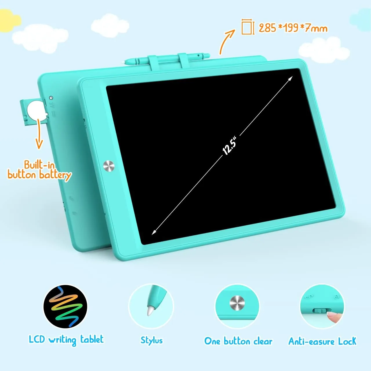 5 6 import snugly 7 8 Year Old Girls Boys (Blue) LCD Writing Tablet Doodle Board,12.5 inch Colorful Drawing Pad,Electronic Drawing Tablet, Drawing Pads,Travel Gifts for Kids Ages 3 4 