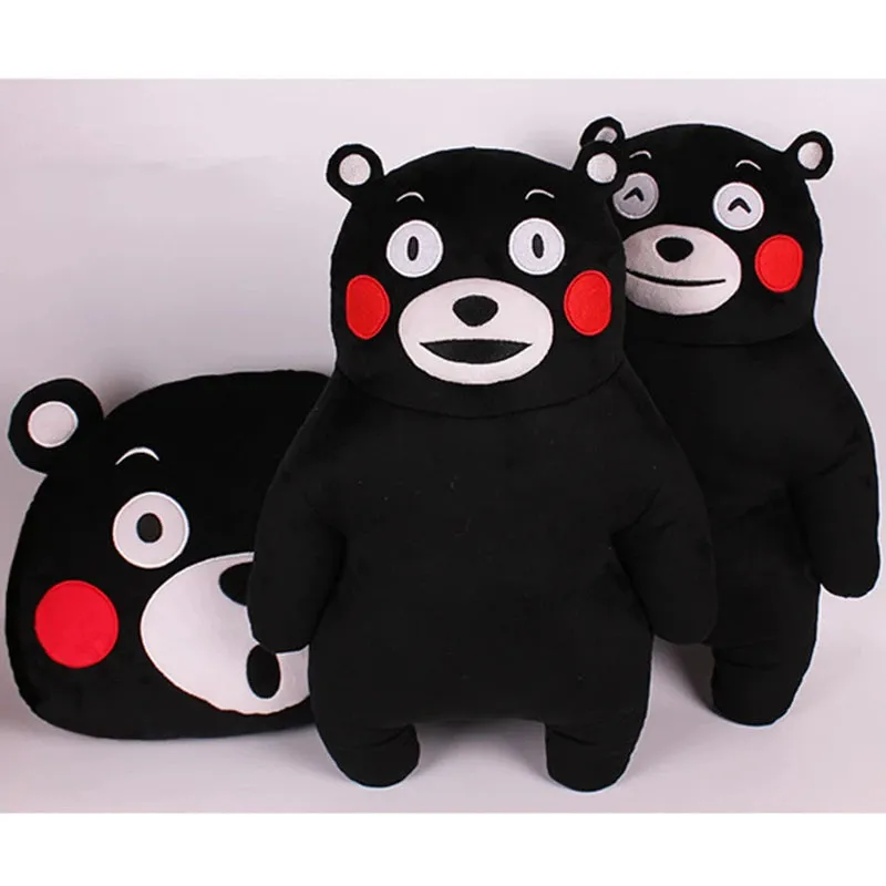 50CM Anime Japan Mascot Kumamon Bear Plush Pillow Adorable Doll 2Styles Cartoon Black Bear Soft Stuffed Animal Toys For Children