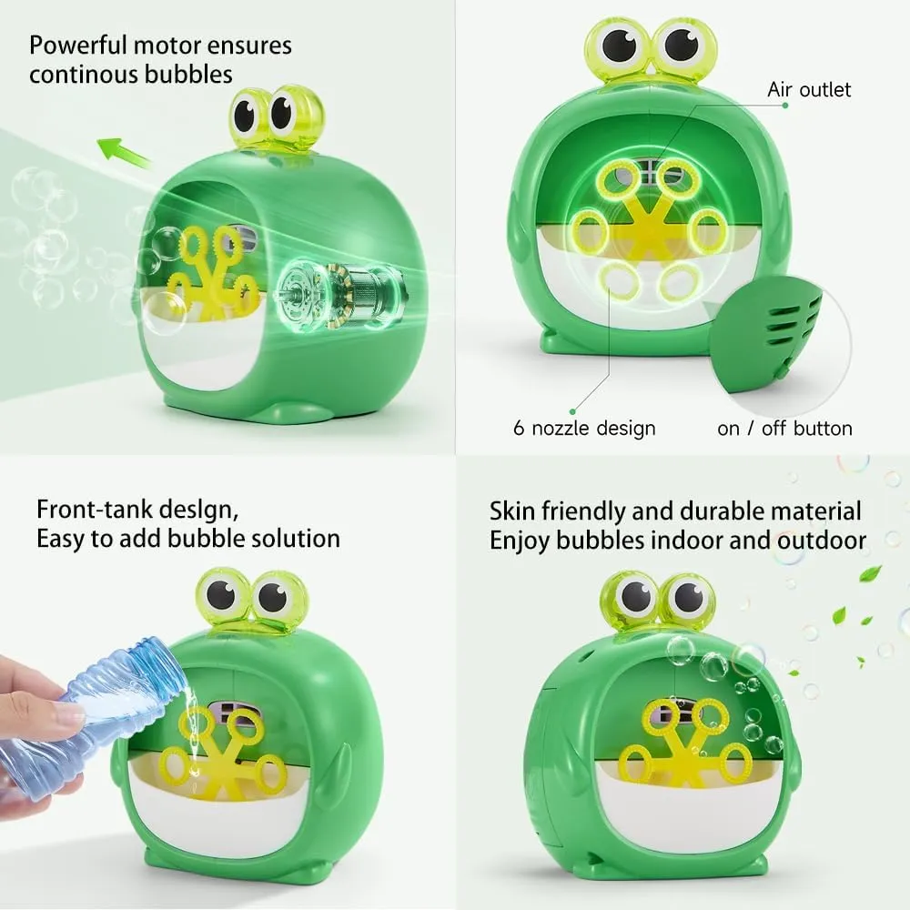 6 Wands proliferate lie highland apiece rigid counseling and Bubble Solution for Boys Girls$ Portable Outdoor/Indoor Toy for Toddler$ Gift for Birthday/Wedding/Family (Frog) Automatic Bubble Machine$ Upgraded Animal Bubble Blower with 