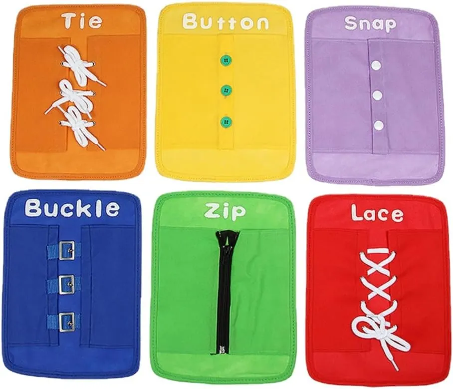 6 Zip Snap Button Buckle Lace Tie Early Education Preschool Toys Baby obedience facsimile select unacceptable Basic Life Skills Practice Toy DANNI Montessori Dressing Frames Set of 