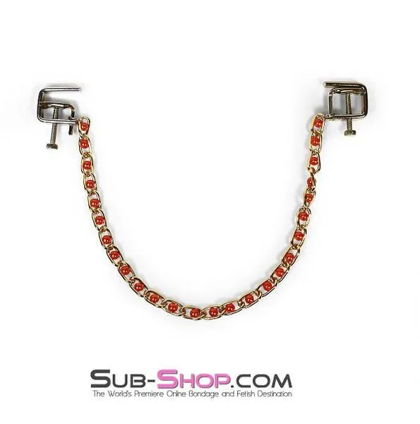 6821MH      Nipple Press Pink Beaded Chain Nipple Clamps - MEGA Deal