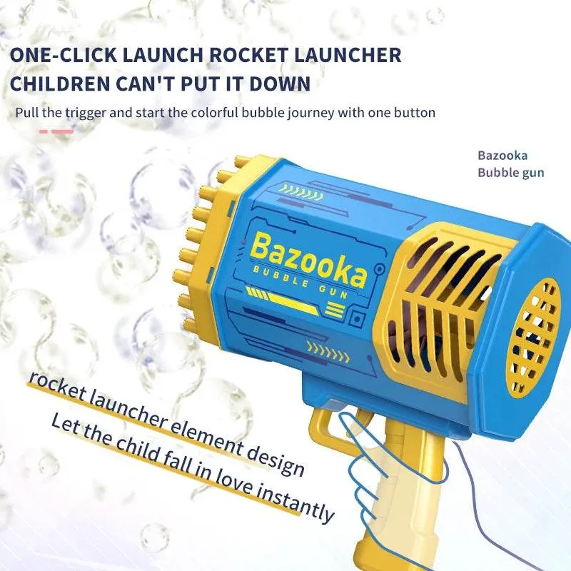 69 Holes Electric Bubble Gun Gatling Rocket Bubble Gun Machine Soap Bubble Magic Bubble Bathroom Outdoor Kids Toys Birthday Gift