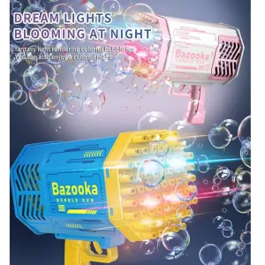 69 Holes Electric Bubble Gun Gatling Rocket Bubble Gun Machine Soap Bubble Magic Bubble Bathroom Outdoor Kids Toys Birthday Gift