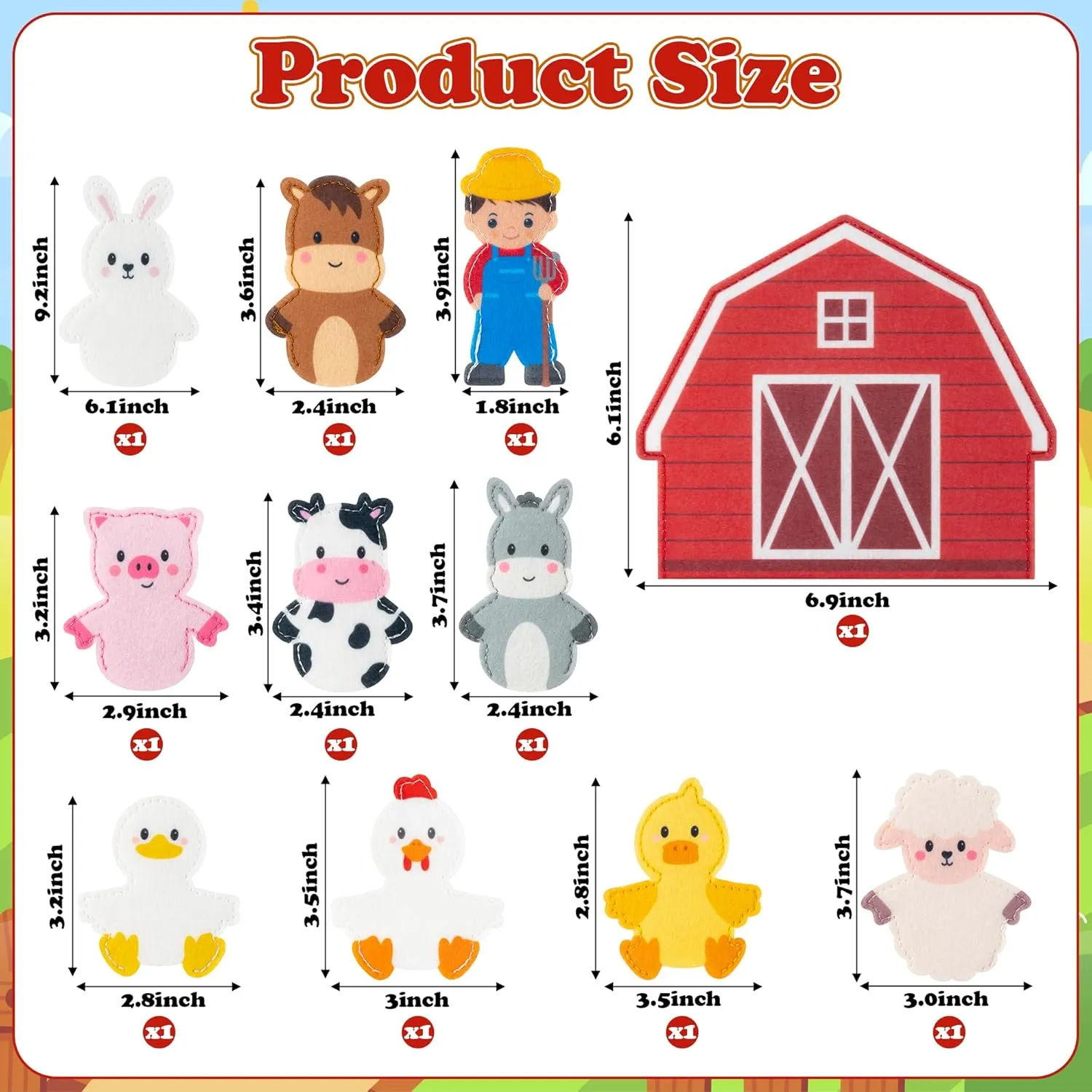6pcs Barn Bag Set Making Crafts Kit for Kids, Make Your Own Story Telling Role Play Toys for Boys Girls Toddles proper propose Ages 3 4-8 COcnny Farm Animal Finger Puppets - 66pcs Farm Felt Finger Puppet with 