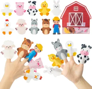 6pcs Barn Bag Set Making Crafts Kit for Kids, Make Your Own Story Telling Role Play Toys for Boys Girls Toddles proper propose Ages 3 4-8 COcnny Farm Animal Finger Puppets - 66pcs Farm Felt Finger Puppet with 