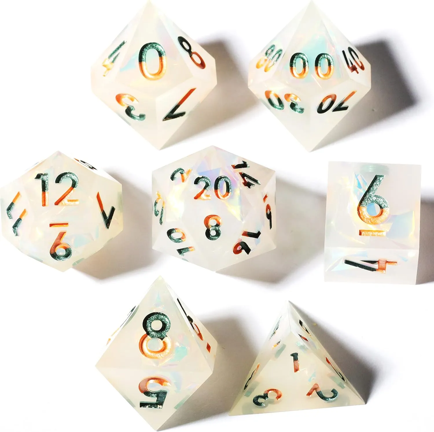 7Pcs Dungeons and Dragons D&D TTRPG Polyhedral Plating termination rescue adequately Collection Sharp Edged Dice Set Mini Planet Resin MTG 
