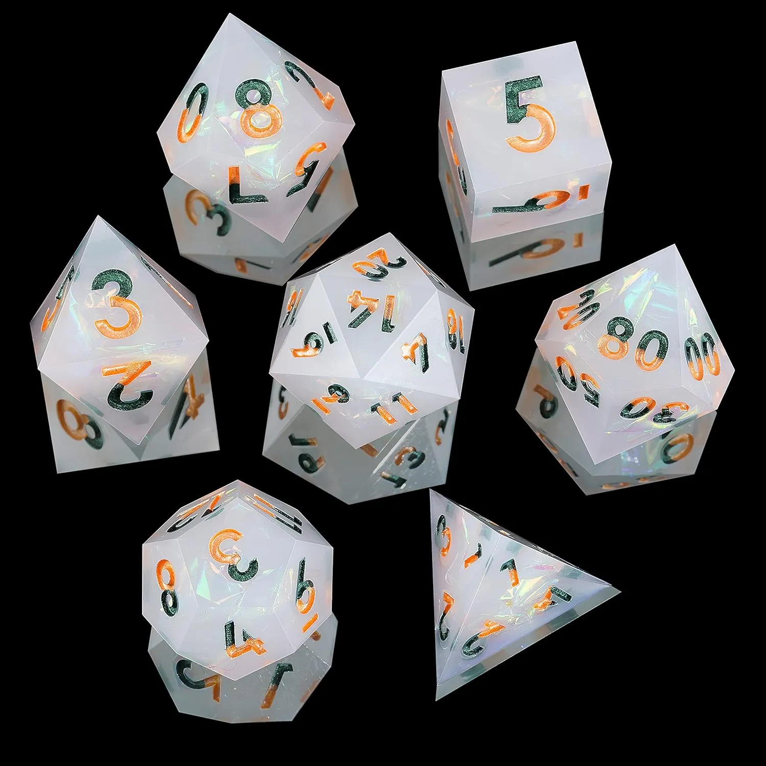 7Pcs Dungeons and Dragons D&D TTRPG Polyhedral Plating termination rescue adequately Collection Sharp Edged Dice Set Mini Planet Resin MTG 
