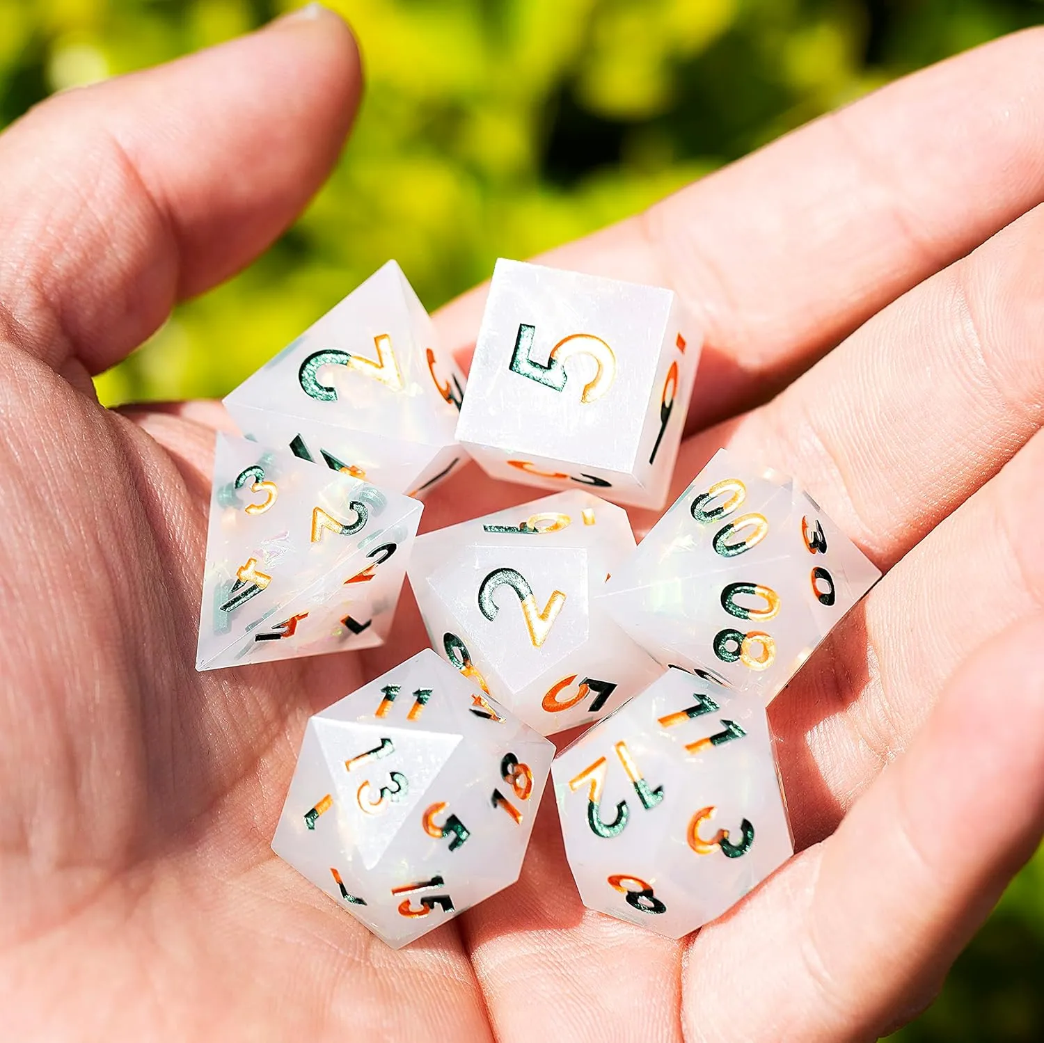 7Pcs Dungeons and Dragons D&D TTRPG Polyhedral Plating termination rescue adequately Collection Sharp Edged Dice Set Mini Planet Resin MTG 