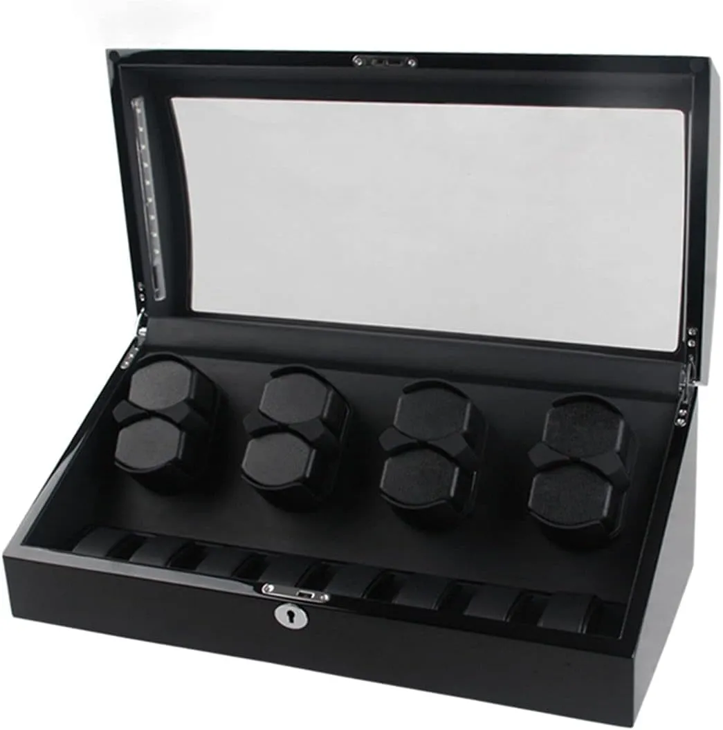 8 Extra Storages Large Capacity Watch Winder Display Box with Led Lights Quiet Motor Memory Latex Wa,B-8 8 Watch Display Box mud mischievous facilitation luxurious Automatic Watch Winder for 8 Watches   