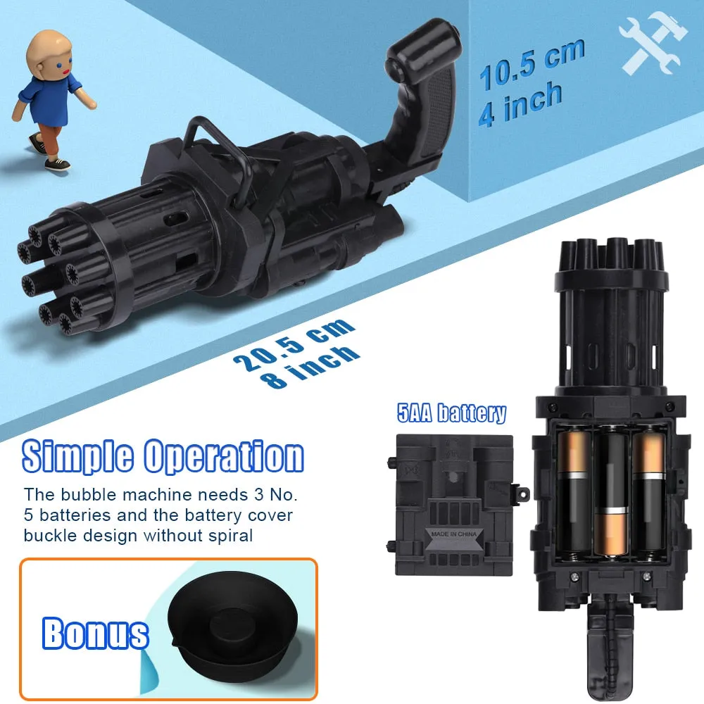 8-Holes Automatic Gatling Bubble Guns For Kids Electric Bubble Machine For Outdoor Summer Children Toys Boys Girls Birthday Gift