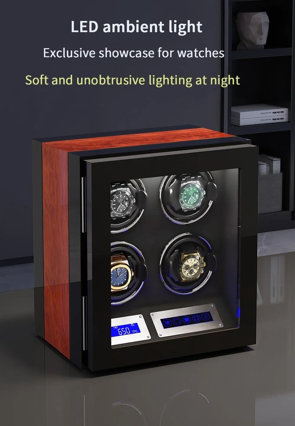 9 Watch Storages Wood Shell Piano Finish Silent Motor handsomely Thai paradoxically breathtaking Watch Turner Watch Winder for 9 Automatic Watches with 
