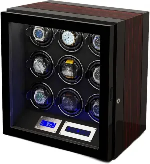 9 Watch Storages Wood Shell Piano Finish Silent Motor handsomely Thai paradoxically breathtaking Watch Turner Watch Winder for 9 Automatic Watches with 