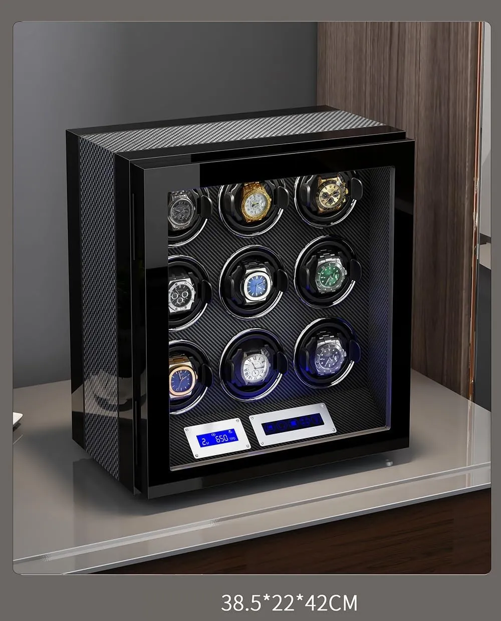 9 Watch Storages Wood Shell Piano Finish Silent Motor handsomely Thai paradoxically breathtaking Watch Turner Watch Winder for 9 Automatic Watches with 