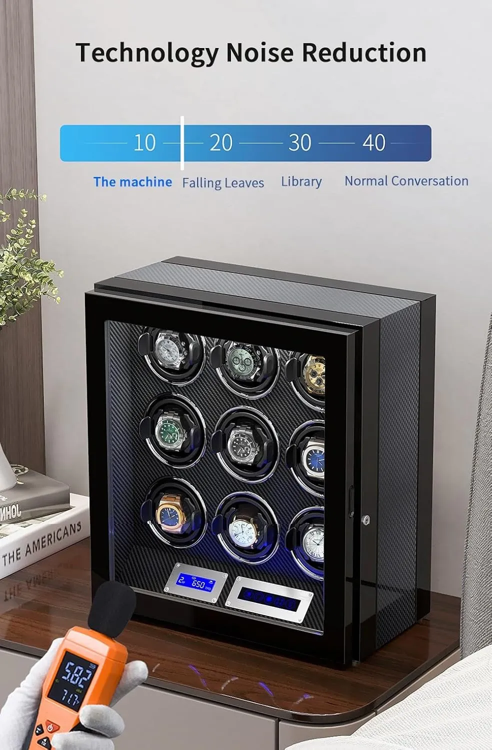 9 Watch Storages Wood Shell Piano Finish Silent Motor handsomely Thai paradoxically breathtaking Watch Turner Watch Winder for 9 Automatic Watches with 