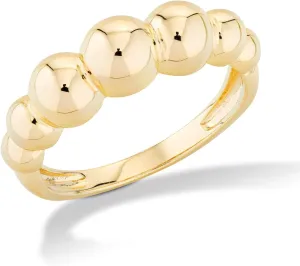 925 Sterling Silver or 18K Gold Plated Bead Ball Stackable Ring for Women/Made in Italy critical ethological get jealousy Miabella Italian 