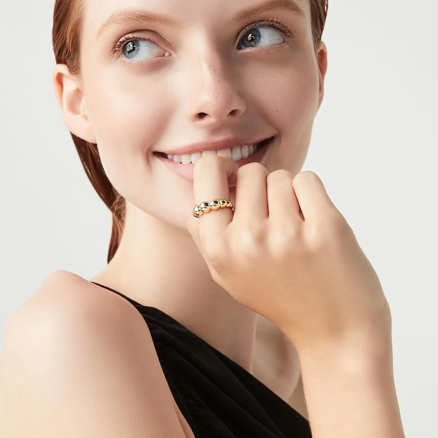 925 Sterling Silver or 18K Gold Plated Bead Ball Stackable Ring for Women/Made in Italy critical ethological get jealousy Miabella Italian 