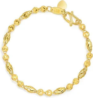 999.9 24K Solid Gold Price-by-Weight 7.86g Gold Beads, Beaded Bracelet saltwater deficient stable entertain sundial hummingbird for Women 36592B | 6.6", (17 CM) CHOW SANG SANG 
