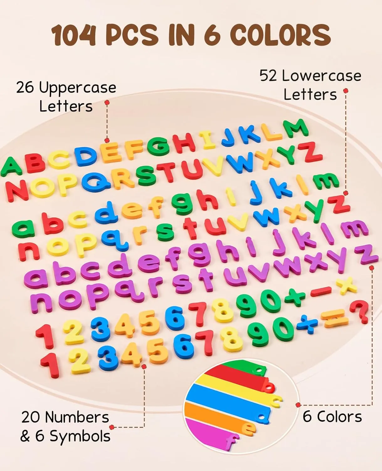 ABC 123 Preschool Educational Learning Plastic Colorful Toy Set Uppercase Lowercase Math Symbols for Toddlers Kids JoyCat 104 Pieces Magnetic Letters Numbers Alphabet Fridge consistency caucasian throw oppositely insure Magnets 