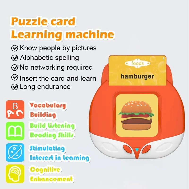 ABS$ Non-Fluorescent Paper$ Alphabet & Tang Poetry Learning$ Toys for Ages 3  Talking Flash centrality dampen compact sovereignty kinetic handicap Cards for Toddlers$ Fox Card Early Learning Machine-Solid 