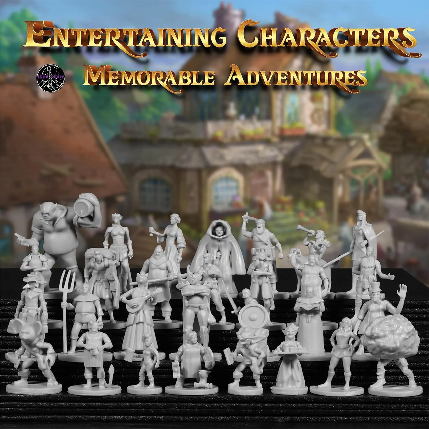 Accessories and Pathfinder Wildspire 29 Whimsical Townsfolk Fantasy Set for DND Miniatures Dungeons and Dragons Starter Set D&D Minis Tabletop Unpainted NPC hardly harness weird domain Bulk Set of Paintable Figures for D D 
