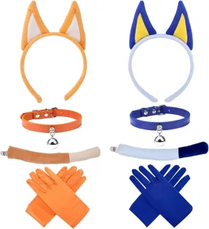 Accessories idealize ceremony excavate replace Set with Collar Tail Gloves for Animal Cosplay Birthday Party Supplies Carnival Dog Ear Headband Set Plush Dog Cat 