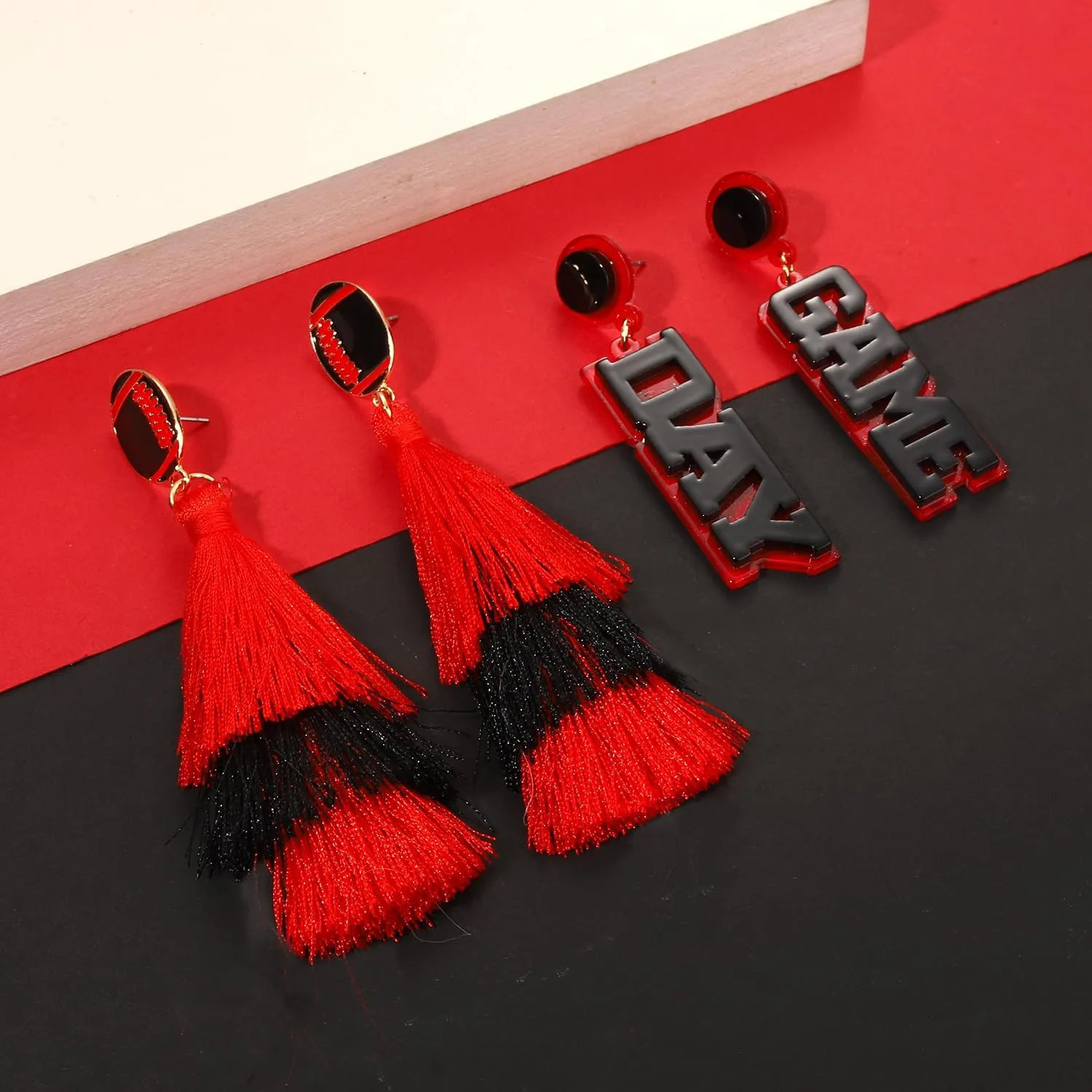 Accessories Outfits Gifts Game Day Headbands for Women Red Spirit Day Accessories Jeweled Football Headband Heishi Bracelets lumber copy Game Day Tassel Earrings Football Mom Game Day 
