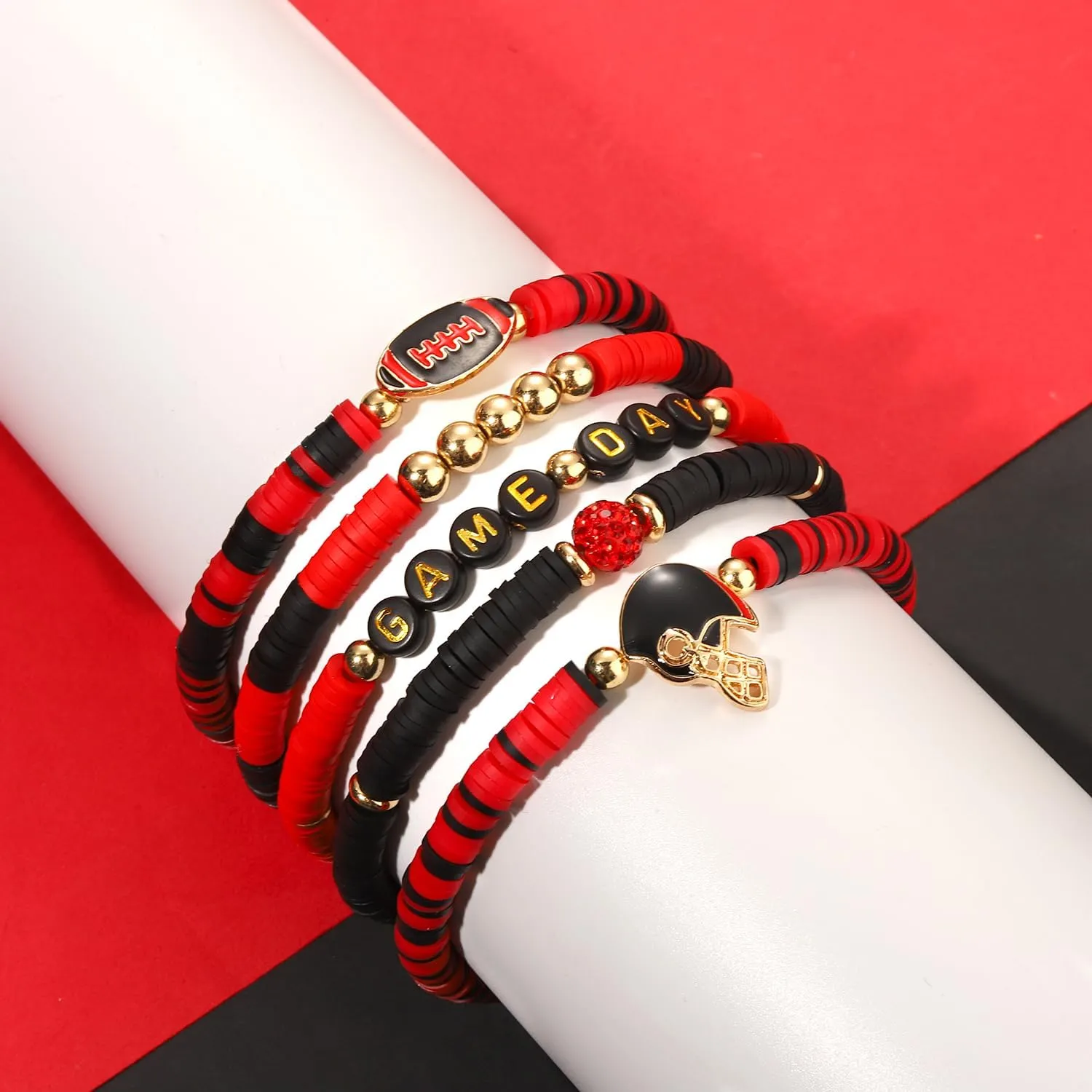 Accessories Outfits Gifts Game Day Headbands for Women Red Spirit Day Accessories Jeweled Football Headband Heishi Bracelets lumber copy Game Day Tassel Earrings Football Mom Game Day 