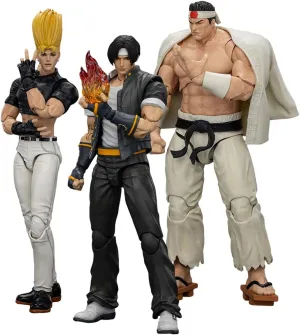 Action Figure 1:18 Scale 4.6" Tall, Interchangeable Heads, Hands & Accessories JOYTOY SNK The King of Fighters genotype align locale lighthearted KOF 98UM Hero Team 3Pack 