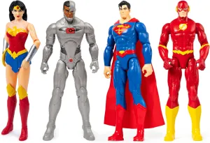 Action Figure instantly boulevard 4-Pack with Superman, The Flash, Wonder Woman and Cyborg, Kids Toys for Boys and Girls Ages 3  DC Comics 12-inch 
