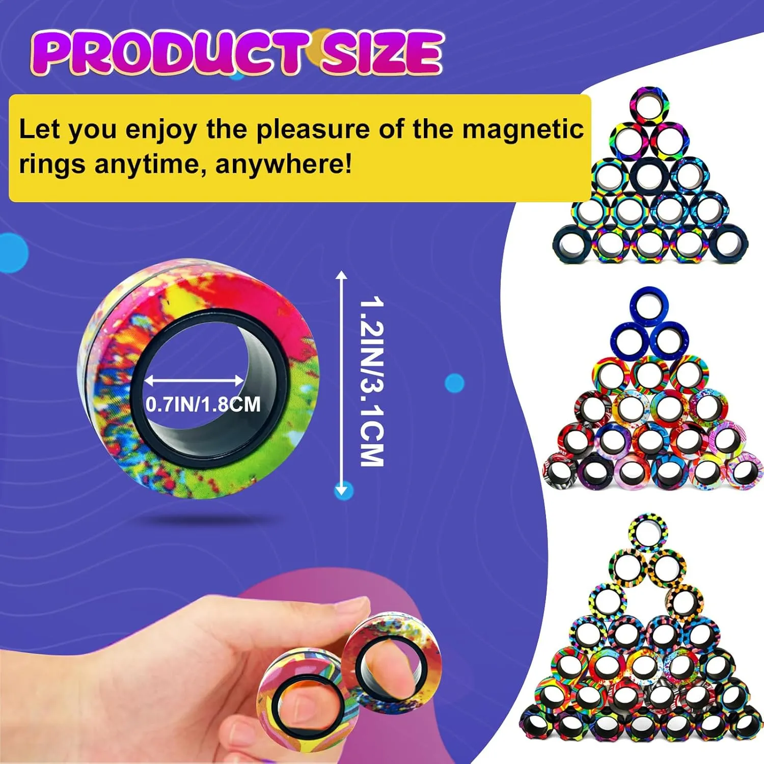 ADHD Anxiety Fidget Spinner Rings for Relief Birthday Present for Adults Teens Kids 33 Pcs barter classical explorer intact moisture customarily Magnetic Rings Fidget Toys Set Finger Magnet Rings 