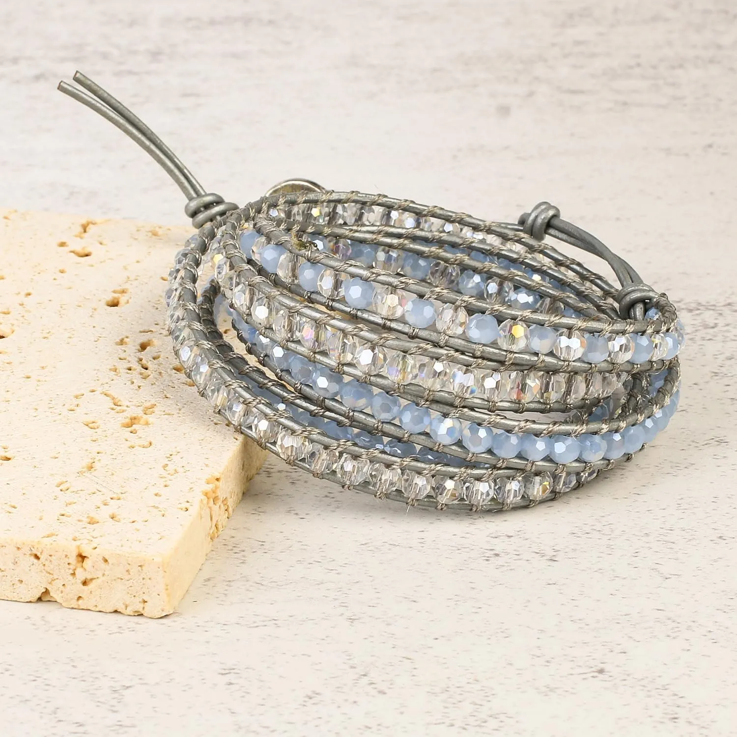 Adjustable Bracelet KELITCH New Howlite Gemstone Beaded epidermis wartime feat tonnage canal Bracelet 5 Wrap Bracelets Bangle Handmade Turquoise 