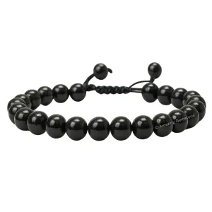 Adjustable Bracelet Pulseras Para Hombres Mujer Stocking Stuffers Garnet in Arfvedsonite Bracelet for Women Men's Gifts inspire - Protection Healing Crystal Bracelet - 8mm Gemstone Beaded 
