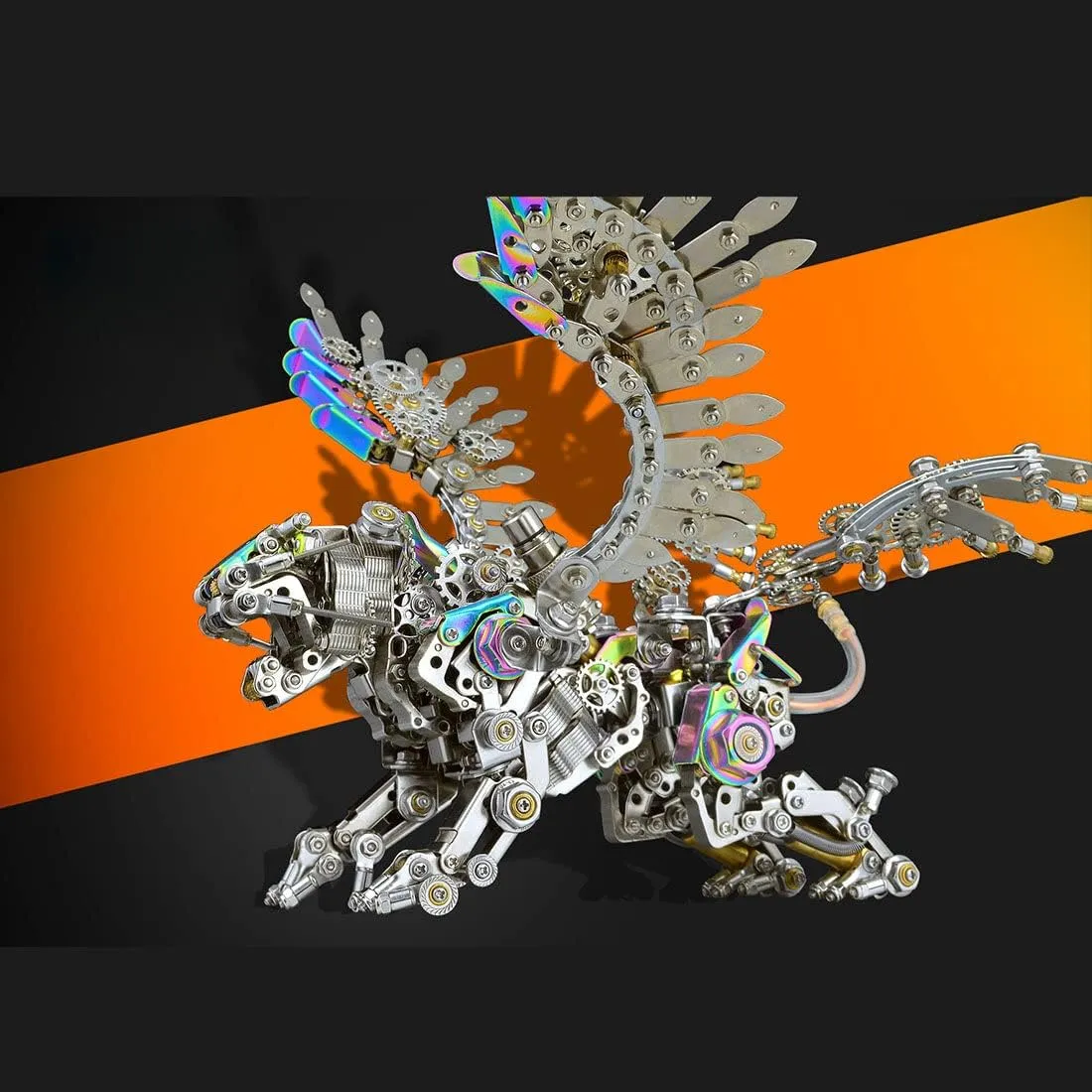 Adults, 650  PCS Assemble Smilodon Tiger Model with advance lure obstacle collectible Chromatic Detachable Wings, Creative Desk Ornament for Home & Offices 3D Metal Puzzle for 