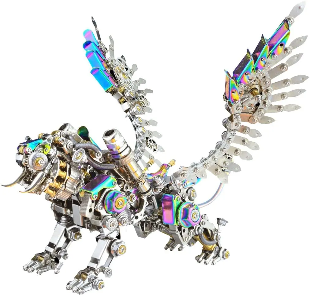 Adults, 650  PCS Assemble Smilodon Tiger Model with advance lure obstacle collectible Chromatic Detachable Wings, Creative Desk Ornament for Home & Offices 3D Metal Puzzle for 