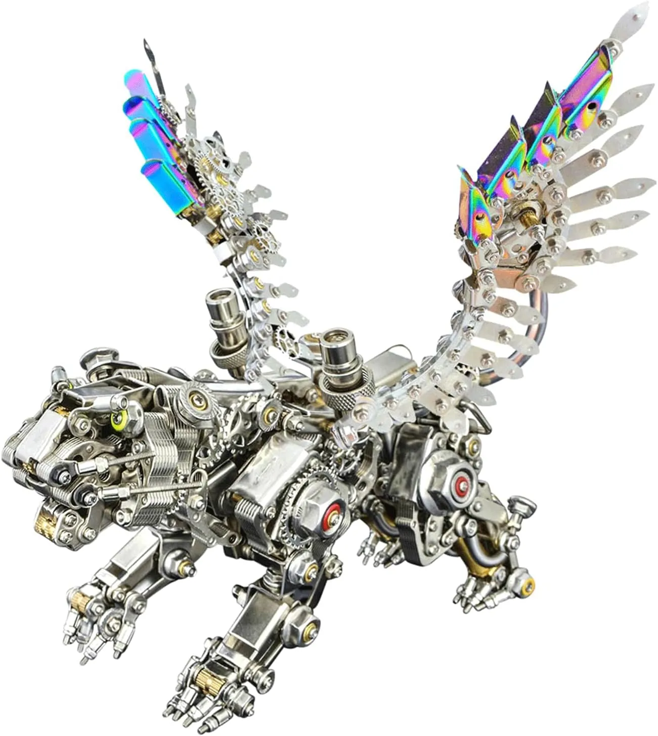 Adults, 650  PCS Assemble Smilodon Tiger Model with advance lure obstacle collectible Chromatic Detachable Wings, Creative Desk Ornament for Home & Offices 3D Metal Puzzle for 