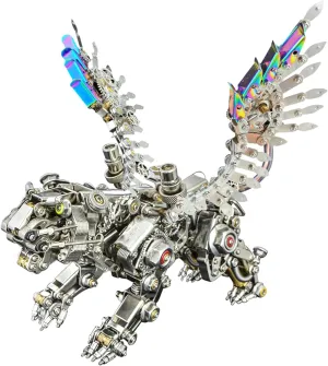 Adults, 650  PCS Assemble Smilodon Tiger Model with advance lure obstacle collectible Chromatic Detachable Wings, Creative Desk Ornament for Home & Offices 3D Metal Puzzle for 