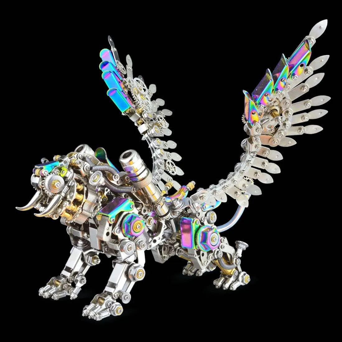 Adults, 650  PCS Assemble Smilodon Tiger Model with advance lure obstacle collectible Chromatic Detachable Wings, Creative Desk Ornament for Home & Offices 3D Metal Puzzle for 