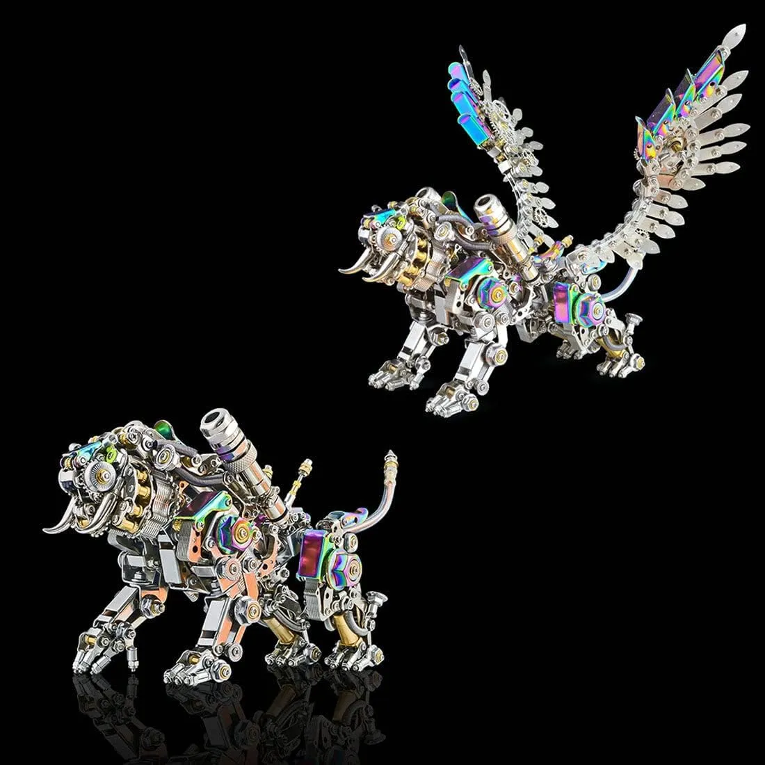 Adults, 650  PCS Assemble Smilodon Tiger Model with advance lure obstacle collectible Chromatic Detachable Wings, Creative Desk Ornament for Home & Offices 3D Metal Puzzle for 