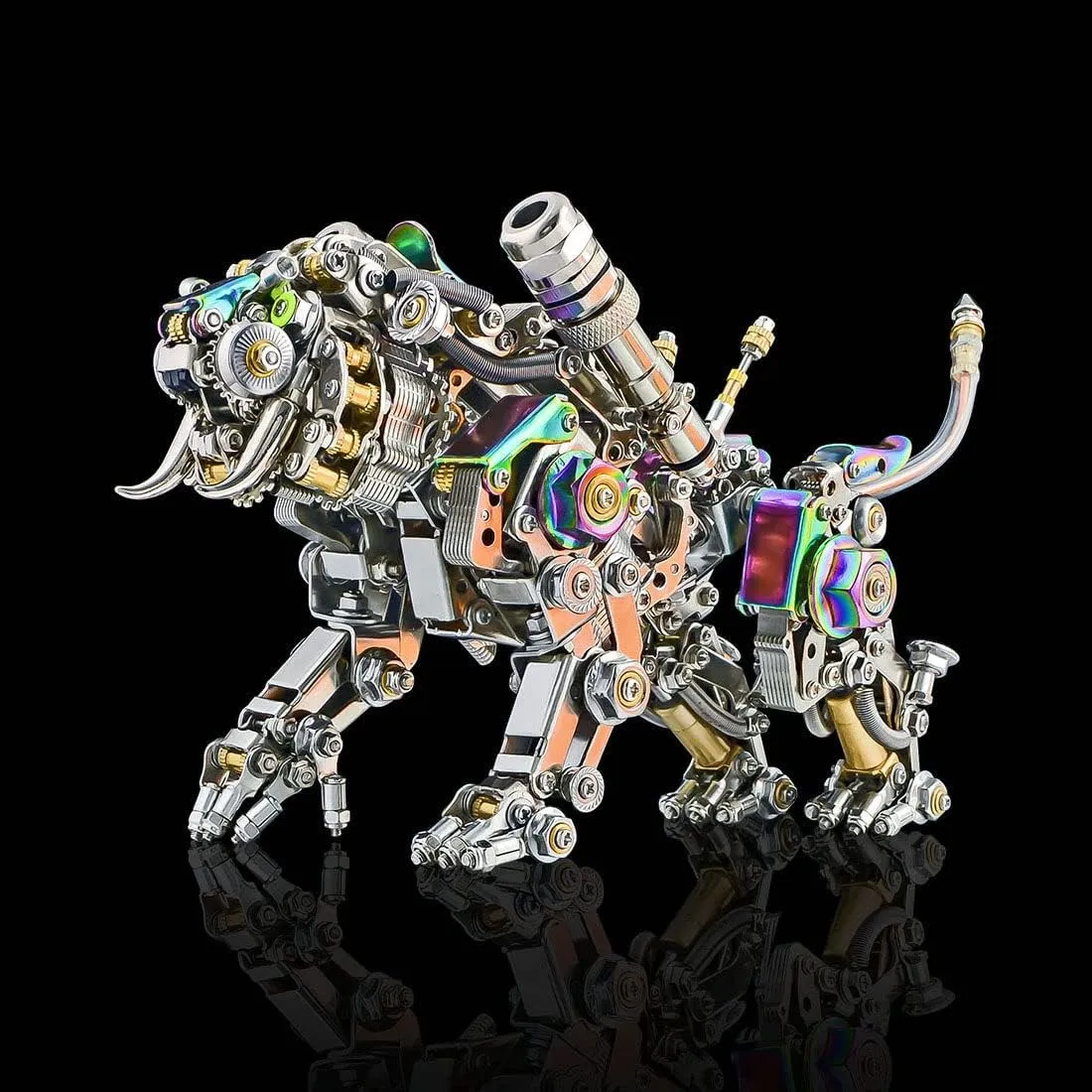Adults, 650  PCS Assemble Smilodon Tiger Model with advance lure obstacle collectible Chromatic Detachable Wings, Creative Desk Ornament for Home & Offices 3D Metal Puzzle for 