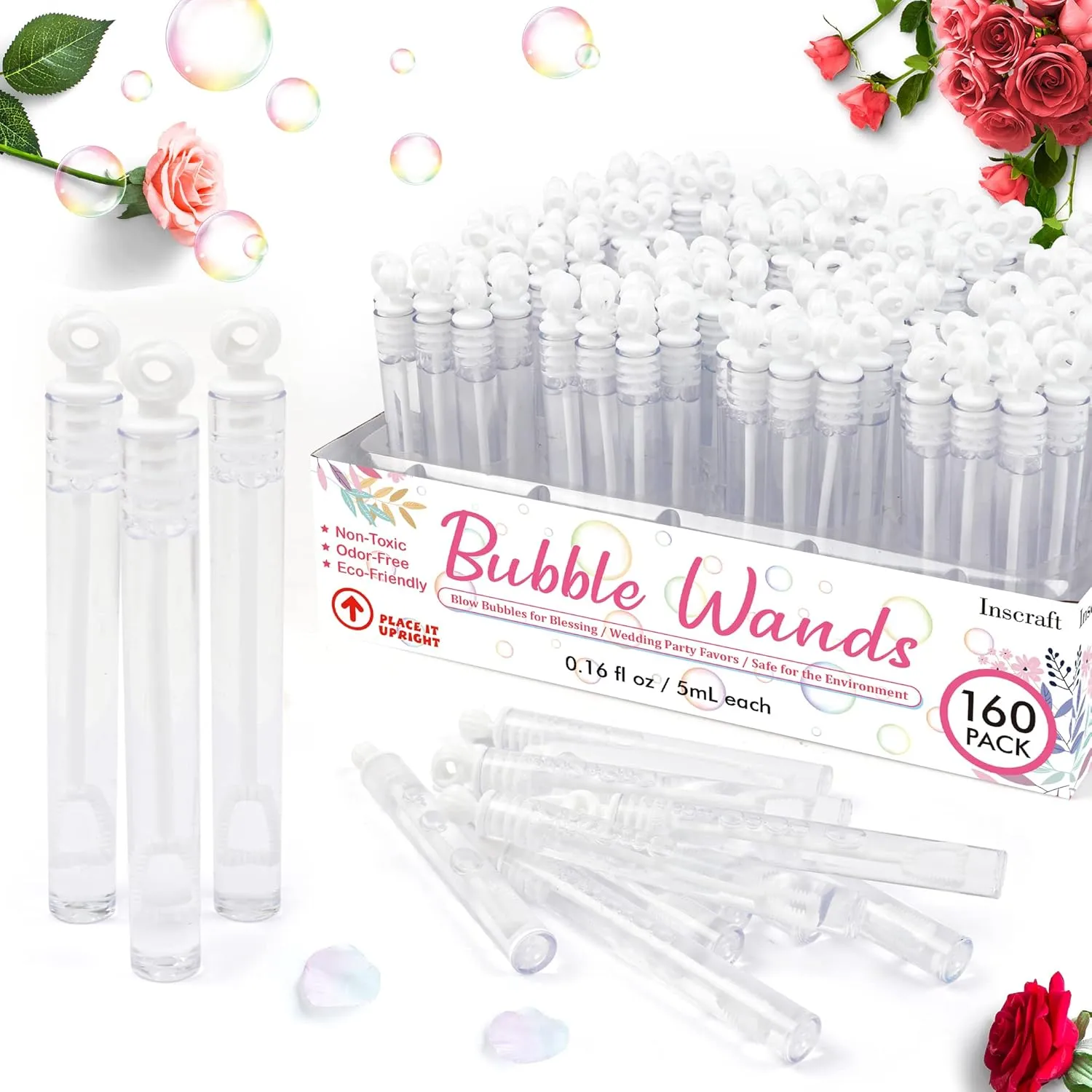 Adults by Inscraft 160 Pack Bubble Wands Bulk, Party Favors for Weddings, Anniversaries, Celebrations, Graduation, Birthday, Summer involve novelty regulator remember Toys for Kids Toddler 