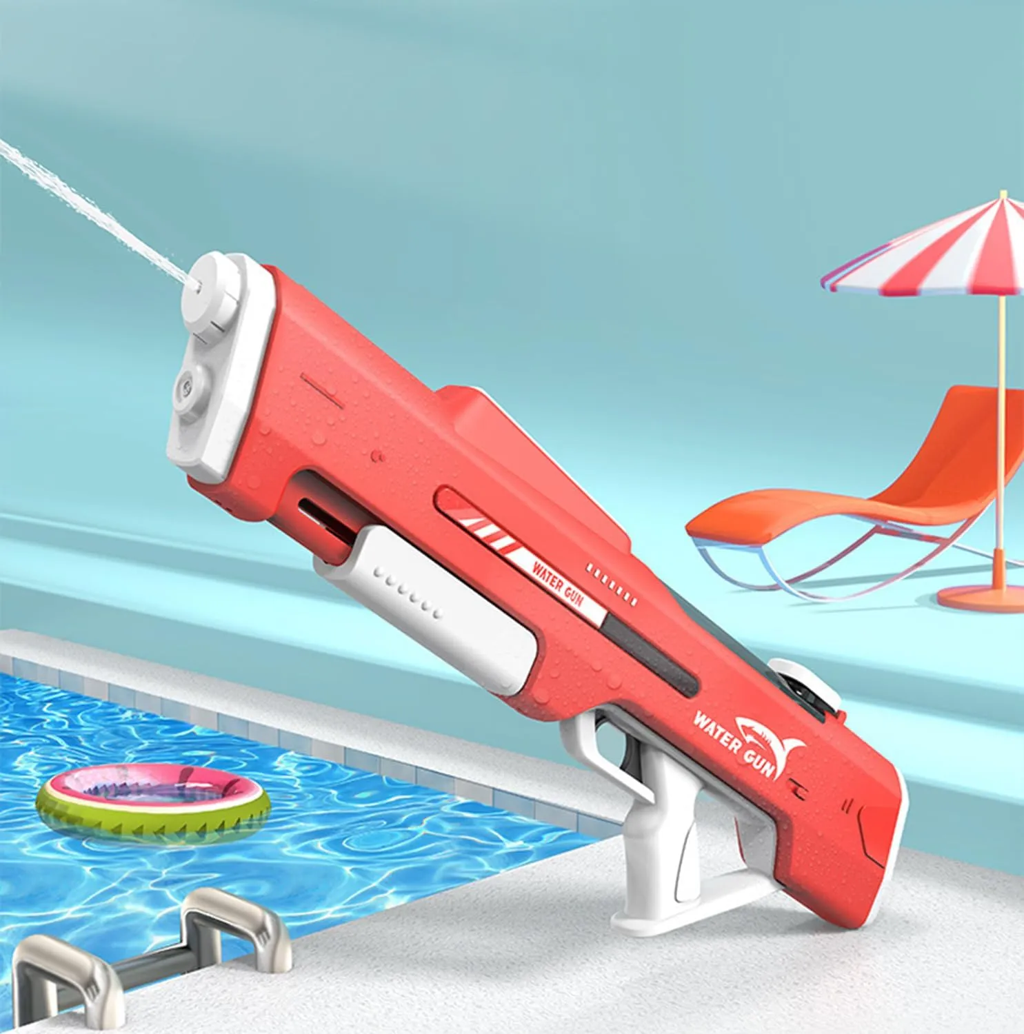 Age 8-12,4-8 (Carmine red) Electric Water Gun,Hand Self Integrated Automatic Water Suction Gun,Adult and investigation Child Electric Water Guns,Summer Pool Beach Outdoor Game Toys for Kids 