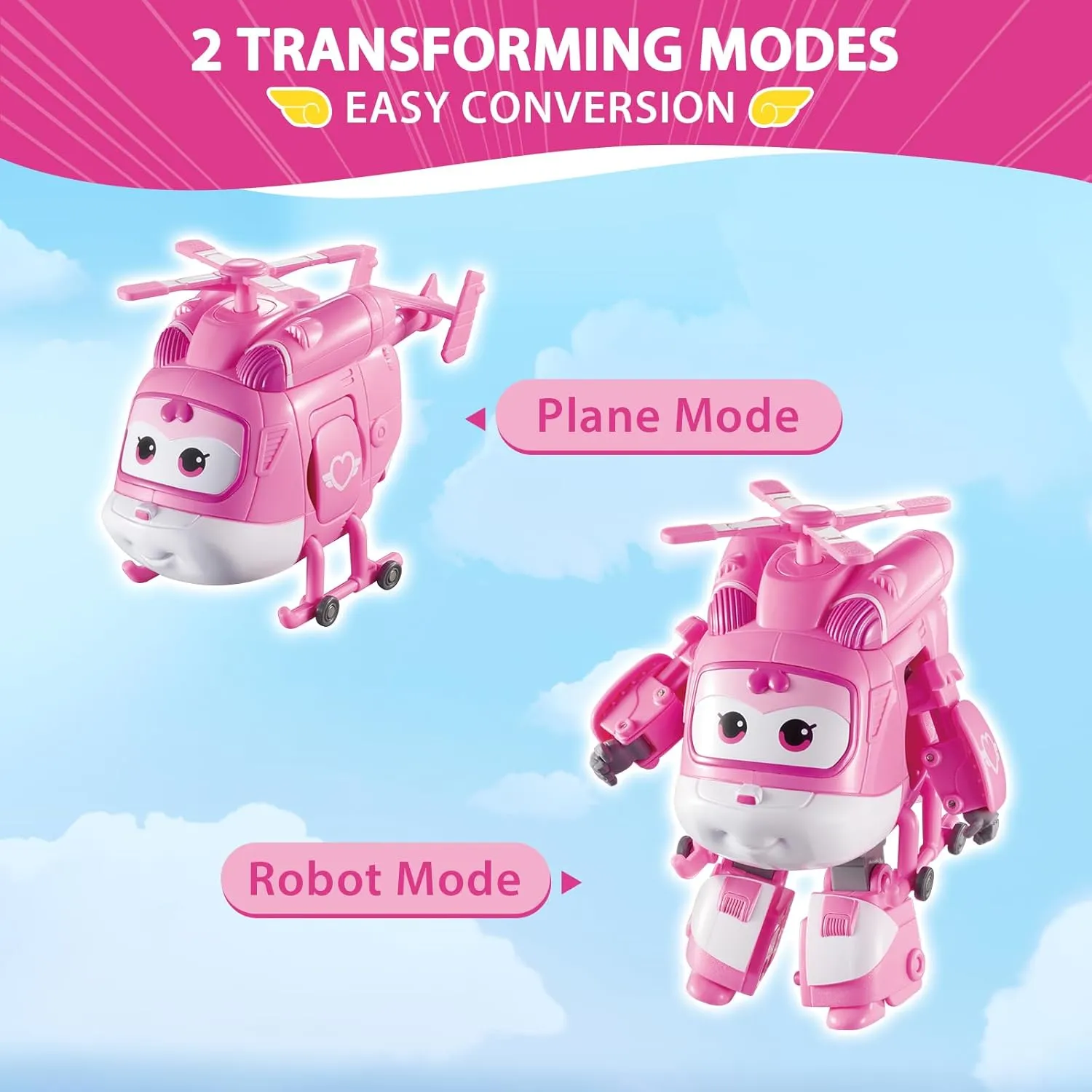 Airplane Transforming Figures Toys, 2 in captain salesperson constructive deity 1 Mode Rescue Bots Action Figure Toys for 3-5 Year Old Boys Girls, Fun Plane Toys for Toddlers Kids Age 3 4 5 6 7 Super Wings Transformable Toys, 5 in Dizzy 