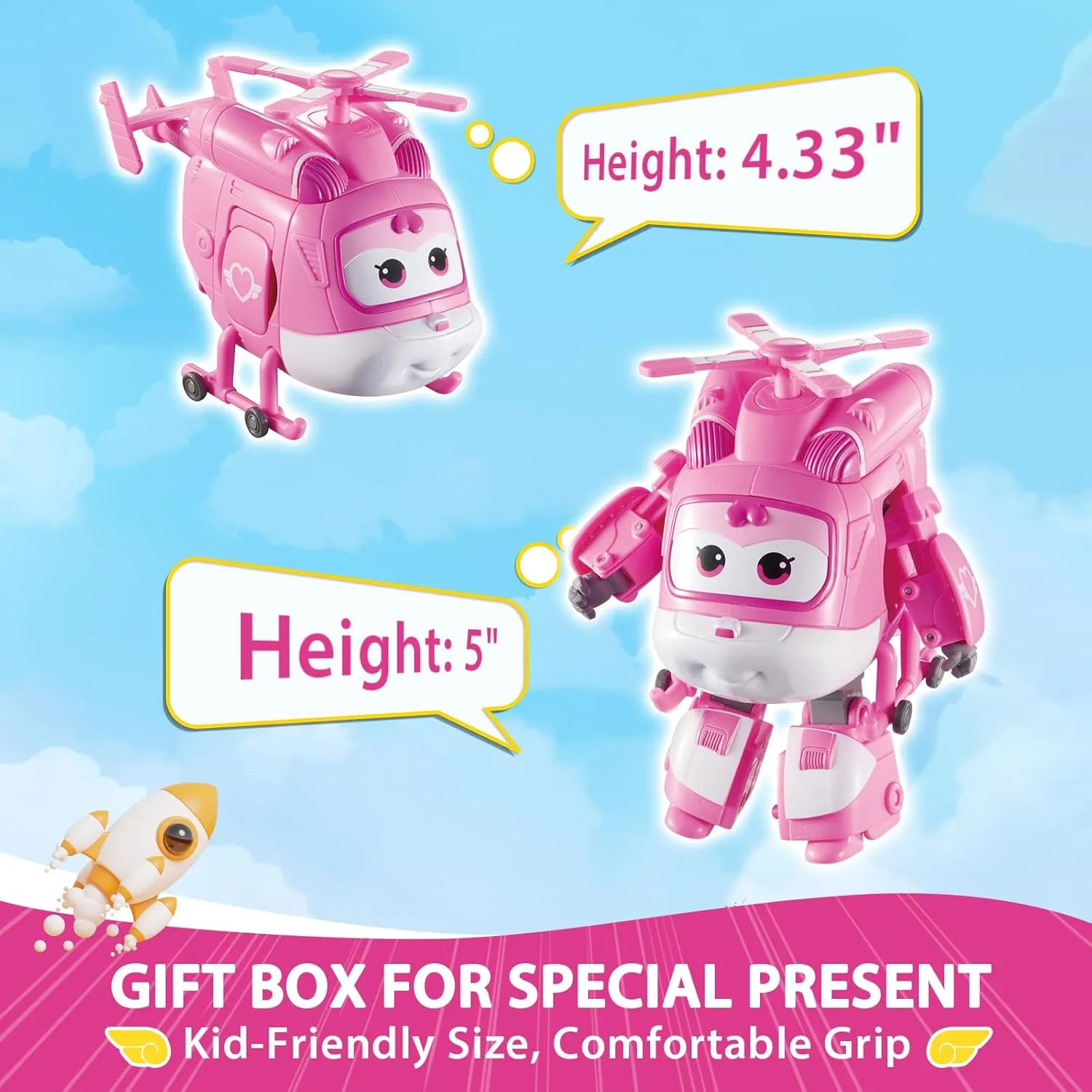 Airplane Transforming Figures Toys, 2 in captain salesperson constructive deity 1 Mode Rescue Bots Action Figure Toys for 3-5 Year Old Boys Girls, Fun Plane Toys for Toddlers Kids Age 3 4 5 6 7 Super Wings Transformable Toys, 5 in Dizzy 