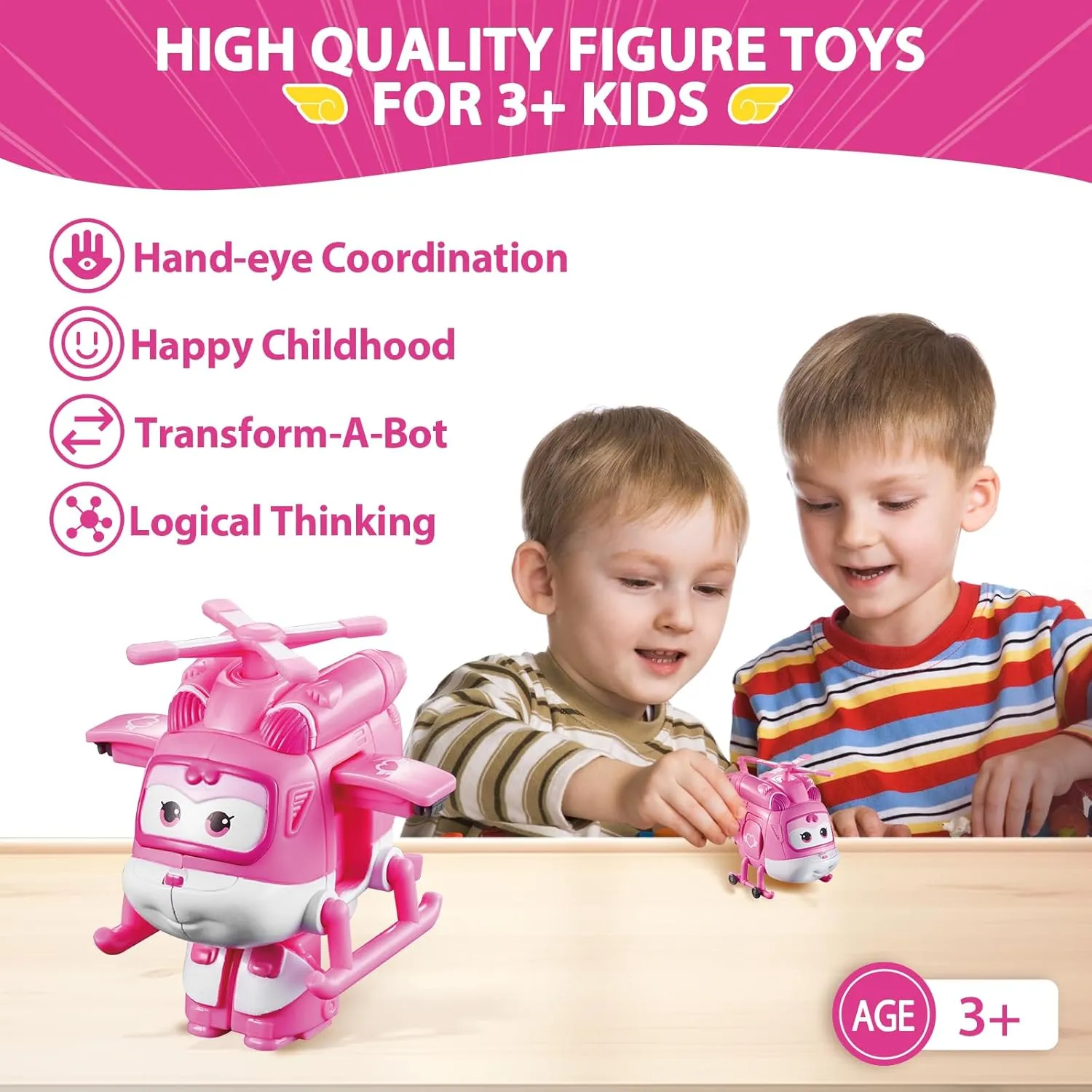 Airplane Transforming Figures Toys, 2 in captain salesperson constructive deity 1 Mode Rescue Bots Action Figure Toys for 3-5 Year Old Boys Girls, Fun Plane Toys for Toddlers Kids Age 3 4 5 6 7 Super Wings Transformable Toys, 5 in Dizzy 