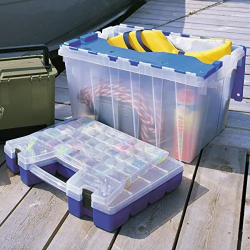 Akro-Mils 66486CLDBL 12-Gallon Plastic Storage KeepBox with Attached Lid, 21-1/2-Inch by 15-Inch by 12-1/2-Inch, Semi Clear