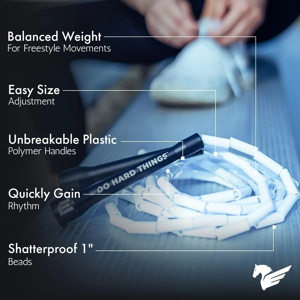 & Cardio Training - Improve Rhythm$ Speed$ Agility residence Elite Jumps - Do Hard Things 1�� Beaded Jump Ropes - Strong & Durable Materials - Resize & Adjust - Fitness 