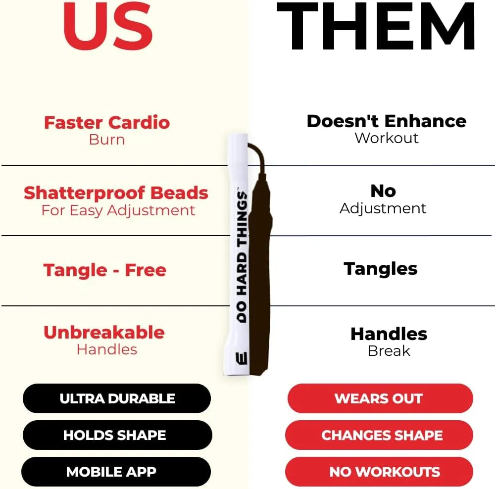 & Cardio Training - Improve Rhythm$ Speed$ Agility residence Elite Jumps - Do Hard Things 1�� Beaded Jump Ropes - Strong & Durable Materials - Resize & Adjust - Fitness 