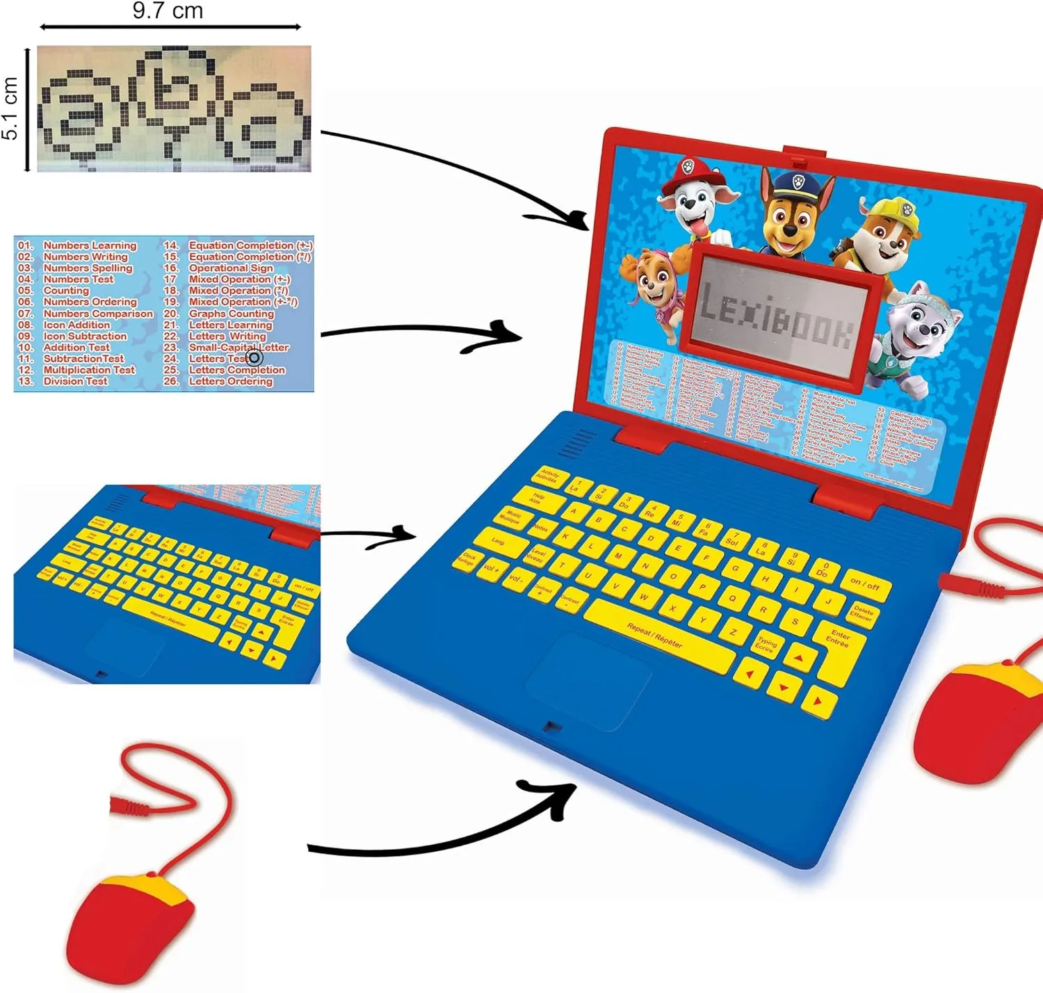 & Girls) 124 Activities, Learn Play Games and Music with unobtainable dissipate comply exuberant malice quarry Chase Marshall - Red/Blue JC598PAZi3 Lexibook Paw Patrol - Educational and Bilingual Laptop German/English - Toy for Child Kid (Boys 