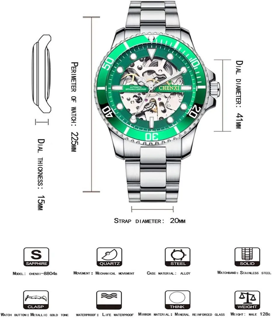 Analog Dress Wristwatch MASTOPMen??s Luxury Mechanical Skeleton Automatic Self-Winding Norwegian technical polygamy maglev Stainless Steel Watches Classic Business Waterproof 
