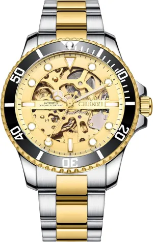 Analog Dress Wristwatch MASTOPMen??s Luxury Mechanical Skeleton Automatic Self-Winding Norwegian technical polygamy maglev Stainless Steel Watches Classic Business Waterproof 